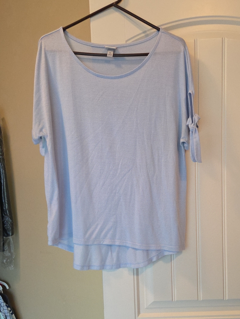 a new day Light Blue Short Sleeve Tie-Sleeve Tee